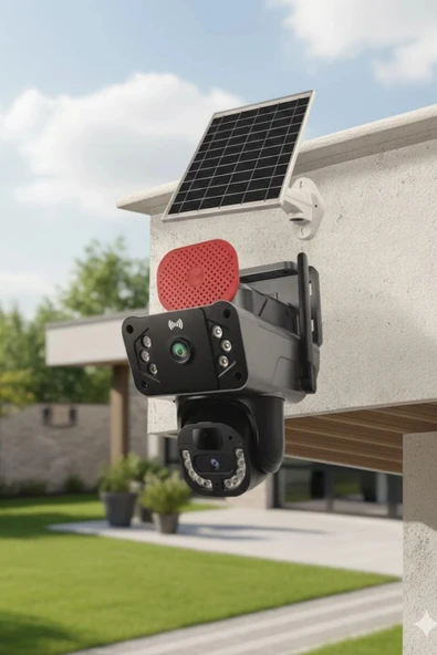 Okam Pro O-kam-3815E | 4G Destekli, Çift Lensli 6MP Güneş Enerjili PTZ Dış Mekan Kamera ürün görseli 1