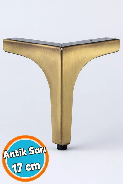 Metal Mobilya Ayağı Sağlam Tasarım Sehpa Masa Koltuk TV Ünitesi Destek Ayak 17 cm Antik Sarı 4 Adet - Resim 5