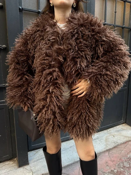Deve Tüylü Teddy Kürk Büyük Boy Mont - Resim 6