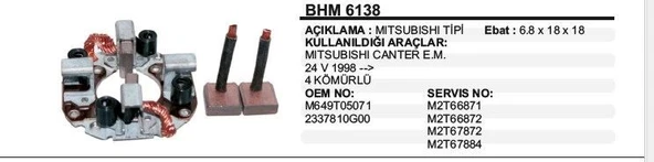 VERTEX KÖMÜR YUVASI 24V EM MITSUBISHI CANTER 4 KÖMÜRLÜ MITSUBISHI TİP ürün görseli 1