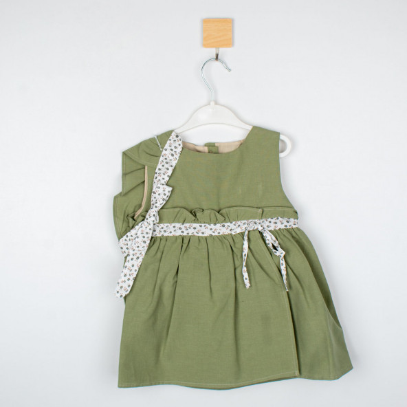 Bandanalı Yeşil Bebek Elbise