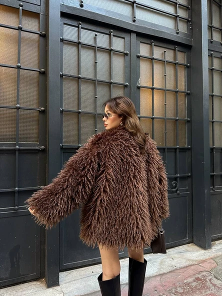 Deve Tüylü Teddy Kürk Büyük Boy Mont - Resim 8