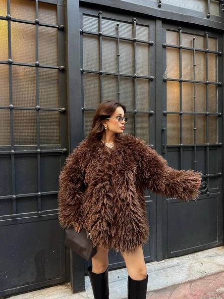 Deve Tüylü Teddy Kürk Büyük Boy Mont - Resim 9