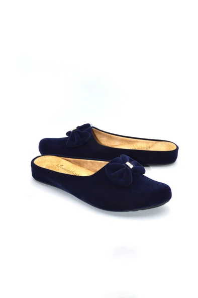 Kadın Lacivert Kurdaleli Kışlık Günlük Ev Terliği , Gelin Çeyiz Terliği - Resim 5