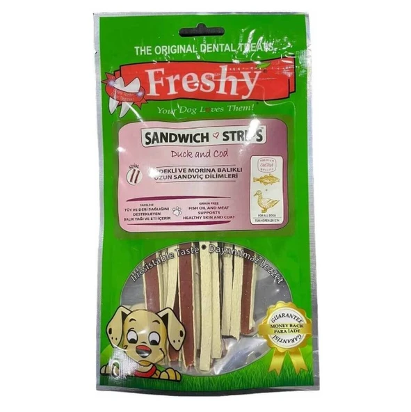Freshy Sandwich Strips Ördekli Ve Morina Balıklı Sandviç Dilimleri 80 Gr ürün görseli 1