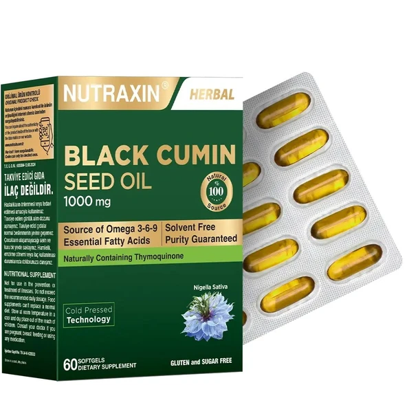 Nutraxin Çörek Otu Yağı 1000 mg 60 Kapül ürün görseli 1