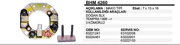 VERTEX KÖMÜR YUVASI FIAT SLX-TEMPRA 99->(224-461) MAKO TİP ürün görseli 1