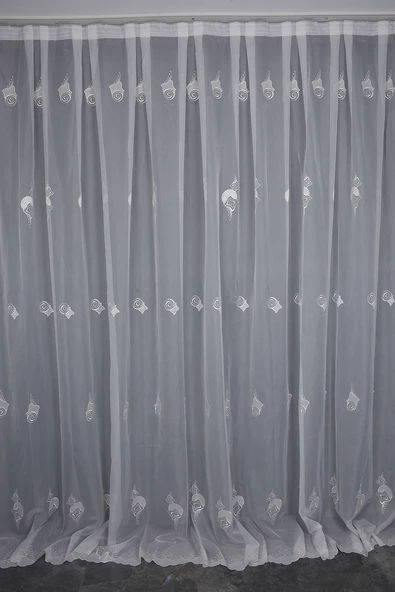 BRODE 1650 DESEN BEYAZ RENK TEK KANAT Hazır dikilmiş Pileli Fon Perde 300*260 cm ürün görseli 1