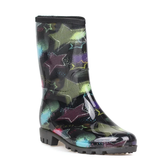 Kadın Renkli Yıldız Desenli PVC Yağmur Botu | Kaymaz Tabanlı Su Geçirmez Günlük Bot - Resim 7