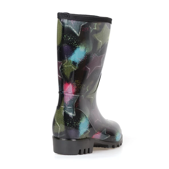 Kadın Renkli Yıldız Desenli PVC Yağmur Botu | Kaymaz Tabanlı Su Geçirmez Günlük Bot - Resim 5