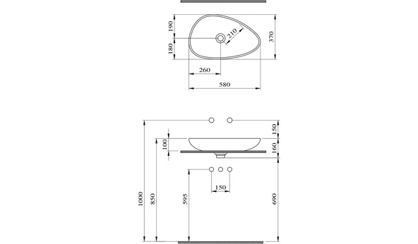 Bocchi Etna Çanak Lavabo 58 Cm Mat Kahve 1114-025-0125 - Resim 2