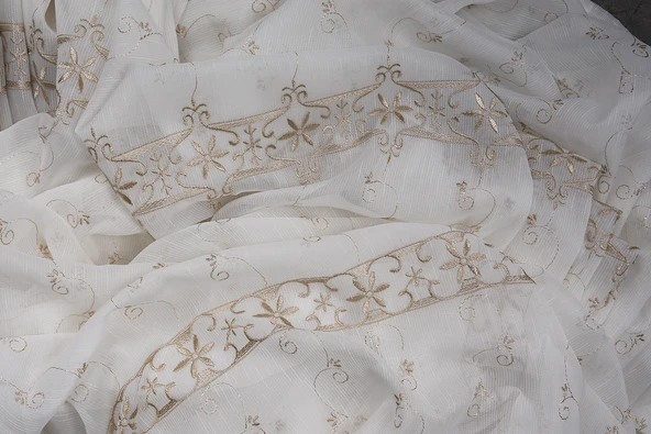 NAKIŞ 8 MODEL KREM RENK TEK KANAT Hazır dikilmiş Pileli Fon Perde 300*260 cm - Resim 8