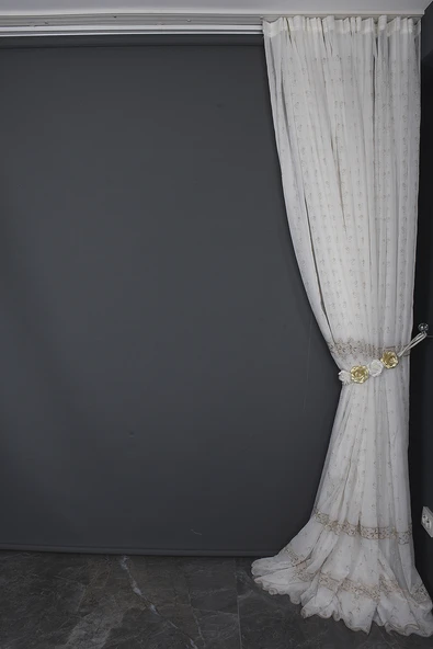 NAKIŞ 8 MODEL KREM RENK TEK KANAT Hazır dikilmiş Pileli Fon Perde 300*260 cm - Resim 10