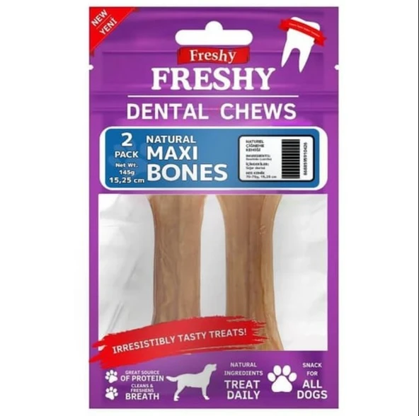 Freshy Dental Chews Natural Maxi Bones Köpek Ödül Kemiği 15 Cm 2 Adet ürün görseli 1