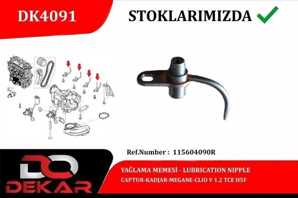 DEKAR YAĞLAMA MEMESİ RENAULT CAPTUR-KADJAR-MEGANE-CLIO IV 1.2 TCE H5F ürün görseli 1