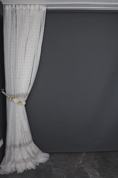 NAKIŞ 8 MODEL KREM RENK TEK KANAT Hazır dikilmiş Pileli Fon Perde 300*260 cm - Resim 9