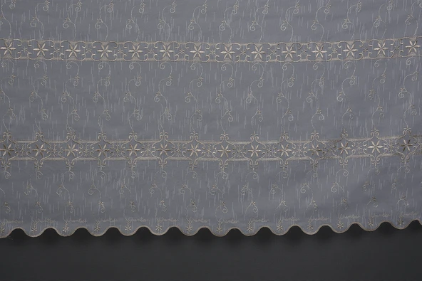 NAKIŞ 8 MODEL KREM RENK TEK KANAT Hazır dikilmiş Pileli Fon Perde 300*260 cm - Resim 3