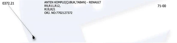 ÜNÜVAR ANTEN(ÇUBUK+TABAN) RENAULT R9-R11-R12-R19-R21 ürün görseli 1