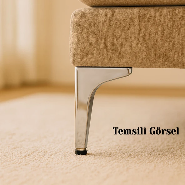 Mobilya Ayağı Modern Koltuk Dayanıklı Üçgen Ünitesi Ayağı Ayakları 15 cm Gümüş Krom Metal - Resim 5