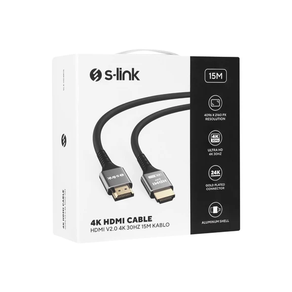 S-link SLX-HD4K15 19+1 HDMI to HDMI 15m Metal v2.0 4K (4096*2160) 30Hz Kablo - Resim 4