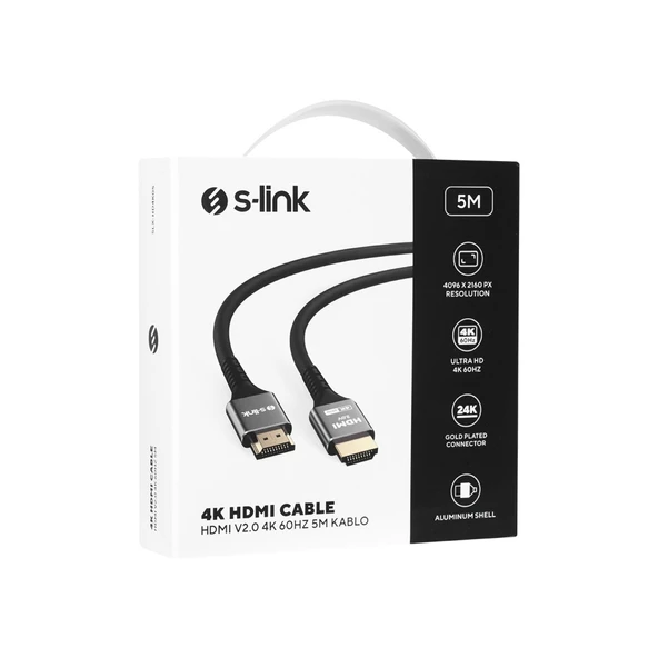 S-link SLX-HD4K05 19+1 HDMI to HDMI 5m Metal v2.0 4K (4096*2160) 60Hz Kablo - Resim 4