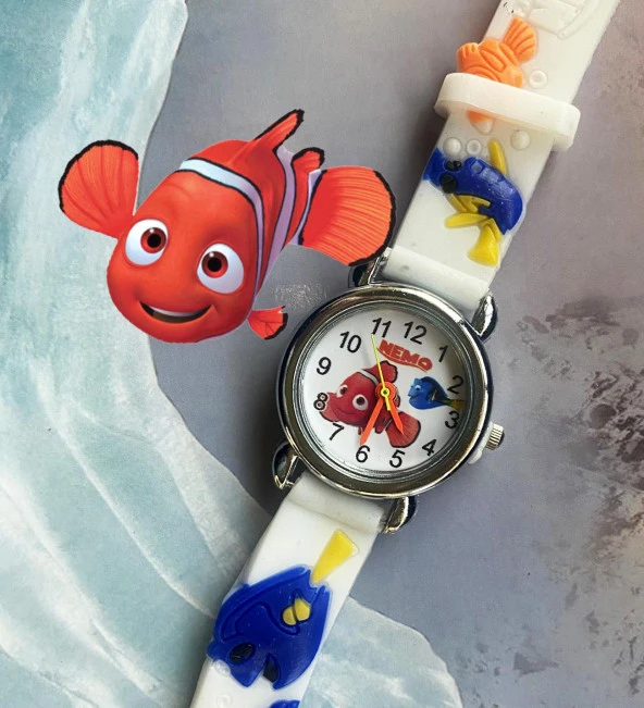 Nemo Balık Figürlü, 3D Kabartmalı, Silikon Kayışlı Çocuk Saati