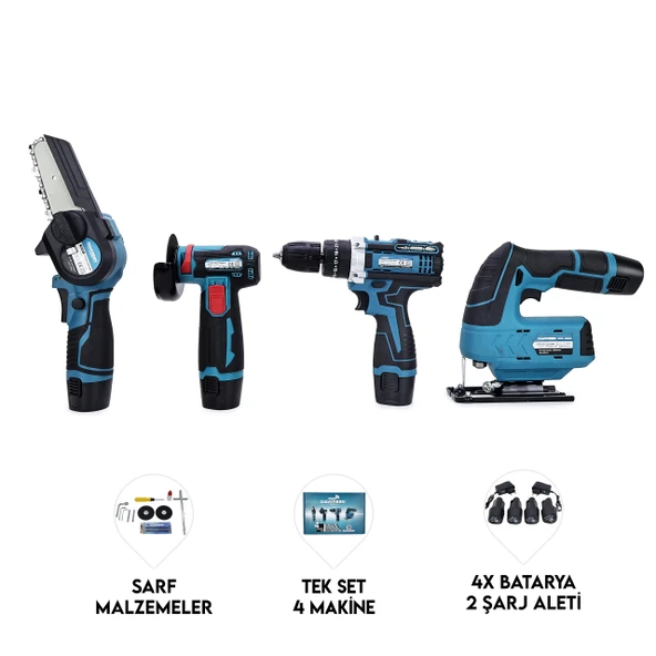 DAWREEK DÖRTLÜ SET MK(Mini testere+ avuç taşlama+akülü vidalama+dekupaj) ürün görseli 1