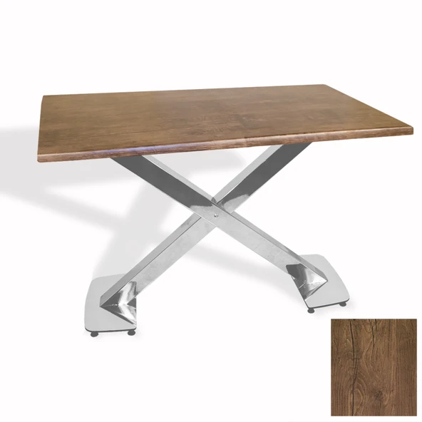 İks Masa Kromnikel (80x140 - Werzalit, Allzalit yada Wermodin Tabla) - Rustic Dark ürün görseli 1