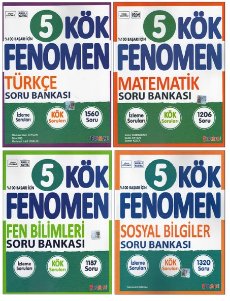 Fenomen 5.Sınıf KÖK Matematik+Fen+Türkçe+Sosyal Soru Bankası(4 Kitap) ürün görseli 1