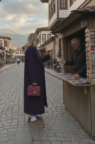 Kışlık Astarlı Sırtı Detaylı Kadın Kaşmir Kaban - Resim 4