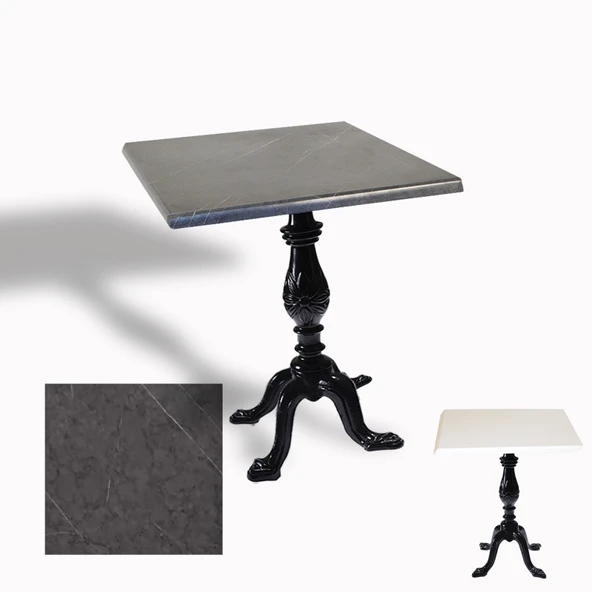 Çipa 1001 Döküm Ayak Kare Masa 60X60 cm - (Werzalit, Wermodin ve Allzalit Tabla) - Grey Marble ürün görseli 1