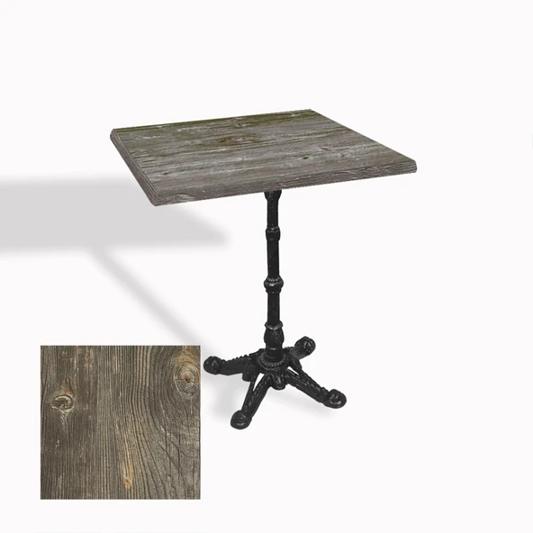 Çipa 1002 Döküm Ayak Kare Masa 70X70 cm - (Werzalit, Wermodin ve Allzalit Tabla) - Old Pine ürün görseli 1