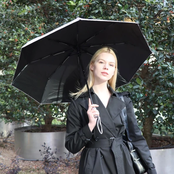 Biggdesign Moods Up Açık Gri Tam Otomatik UV Şemsiye, Rüzgara Dayanıklı, Hızlı Kuruyan, Çanta Boy - Resim 4