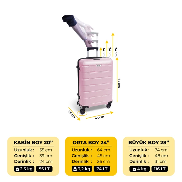 Biggdesign Moods Up TSA Kilitli 24" ABS Gövdeli Valiz  | Orta Boy-Pembe ürün görseli 1