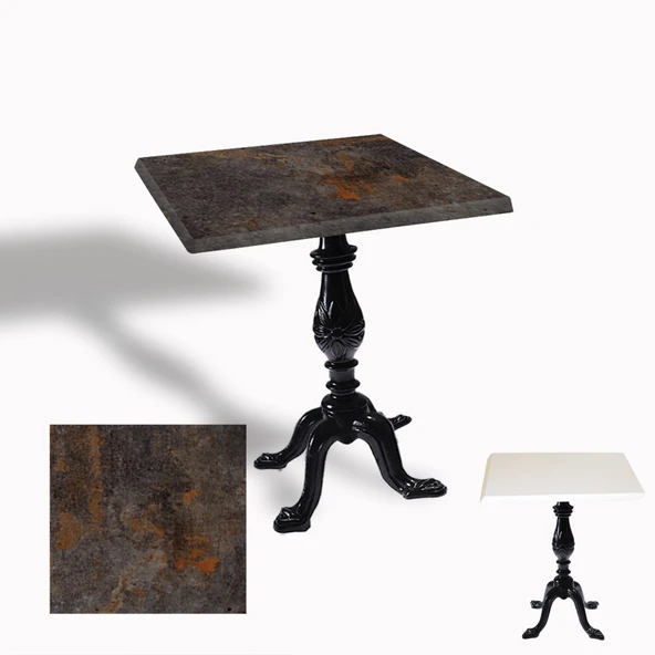 Çipa 1001 Döküm Ayak Kare Masa 80X80 cm - (Werzalit, Wermodin ve Allzalit Tabla) - Metalic Oxid 3 ürün görseli 1