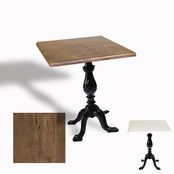 Çipa 1001 Döküm Ayak Kare Masa 60X60 cm - (Werzalit, Wermodin ve Allzalit Tabla) - Rustic Dark ürün görseli 1