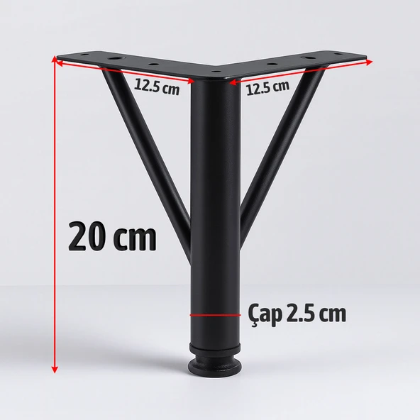 Mobilya Ayağı Modern Koltuk Kanepe Dayanıklı Tv Ünitesi Ayağı Ayakları Siyah Metal 20 cm - Resim 2
