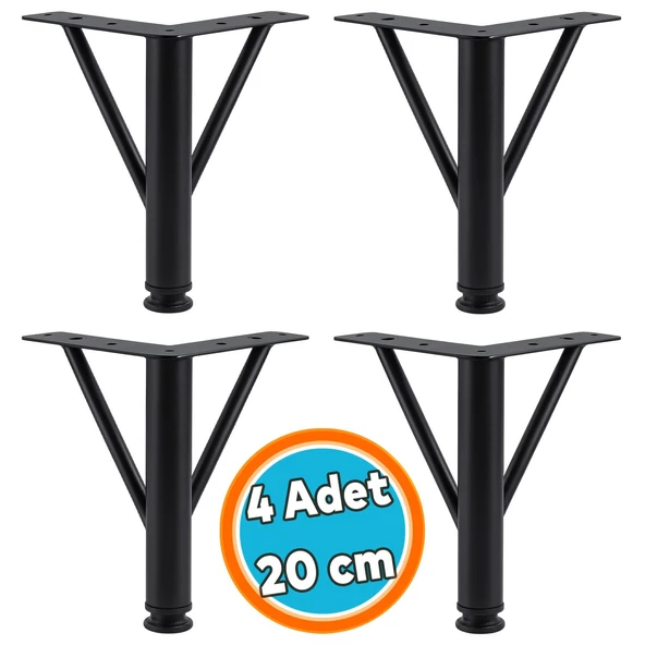 Mobilya Ayağı Modern Koltuk Kanepe Dayanıklı Tv Ünitesi Ayağı Ayakları Siyah Metal 20 cm 4 ADET ürün görseli 1
