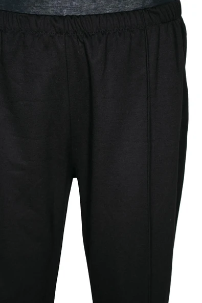 Hesna Kadın Ruya Orta Kalın Cepli Lastikli Günlük Sokak Siyah Pantolon - Resim 2