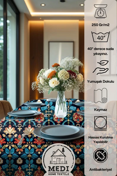 Medi Home Exclusive Series Havenly Kadife Dokulu Dertsiz Masa Örtüsü - Resim 5