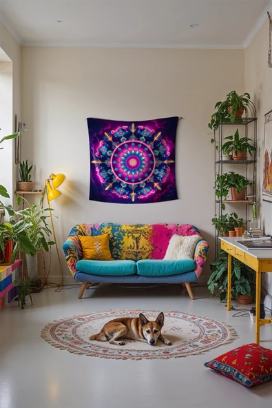 Medi Home INIFITY MANDALA DUVAR HALISI DUVAR ÖRTÜSÜ TAPESTRY - Resim 2