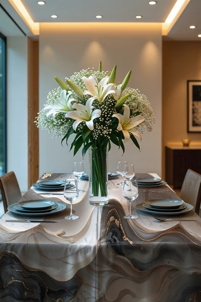 Medi Home Exclusive Series Nocturne Kadife Dokulu Dertsiz Masa Örtüsü - Resim 3