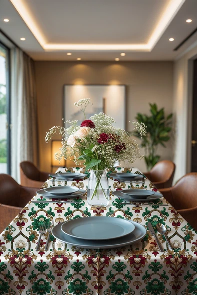 Medi Home Exclusive Series Sapphıre Kadife Dokulu Dertsiz Masa Örtüsü - Resim 3