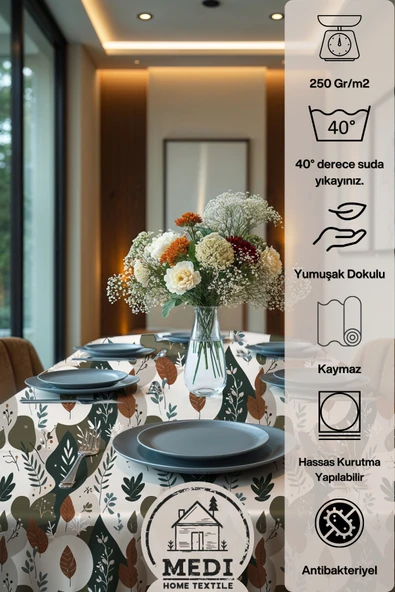 Medi Home Exclusive Series Heal Kadife Dokulu Dertsiz Masa Örtüsü - Resim 4
