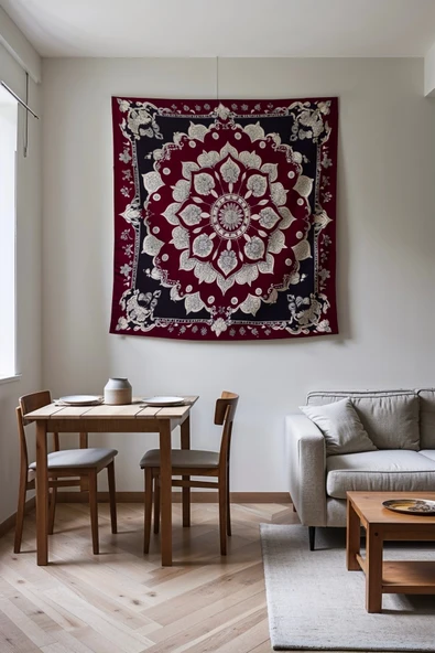 Medi Home SERTUM MANDALA DUVAR HALISI DUVAR ÖRTÜSÜ TAPESTRY - Resim 2