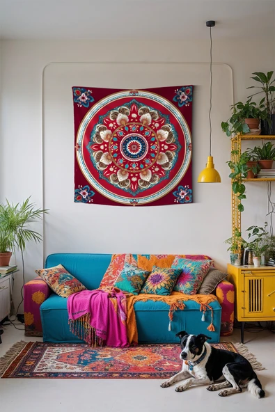 Medi Home CELESTIA MANDALA DUVAR HALISI DUVAR ÖRTÜSÜ TAPESTRY - Resim 2