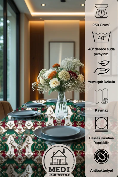 Medi Home Exclusive Series Lux.kadife Dokulu Dertsiz Masa Örtüsü - Resim 4