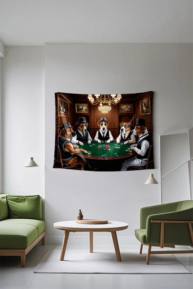 Medi Home Dogs Poker Duvar Halısı Duvar Örtüsü - Resim 2