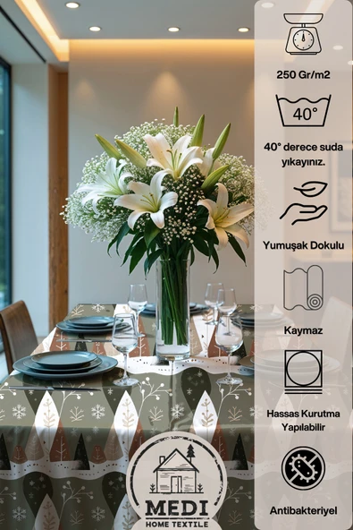 Medi Home Exclusive Series Shıne Kadife Dokulu Dertsiz Masa Örtüsü - Resim 4