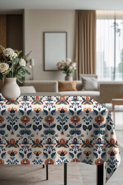 Medi Home Exclusive Series Flora Kadife Dokulu Dertsiz Masa Örtüsü - Resim 3